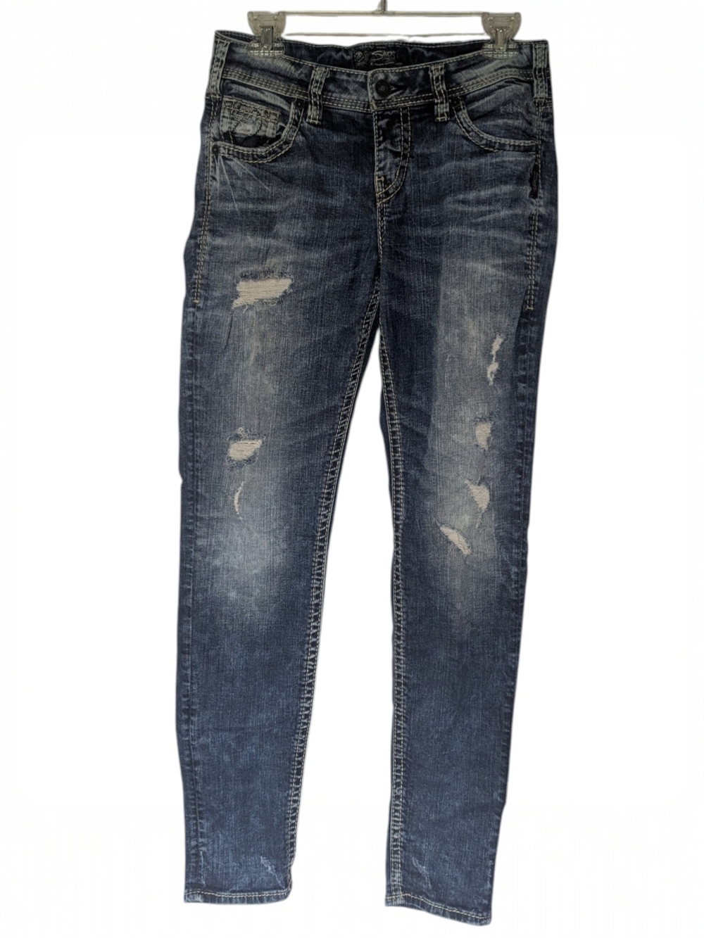 Silver Boyfriend Slim Distressed Jeans 27